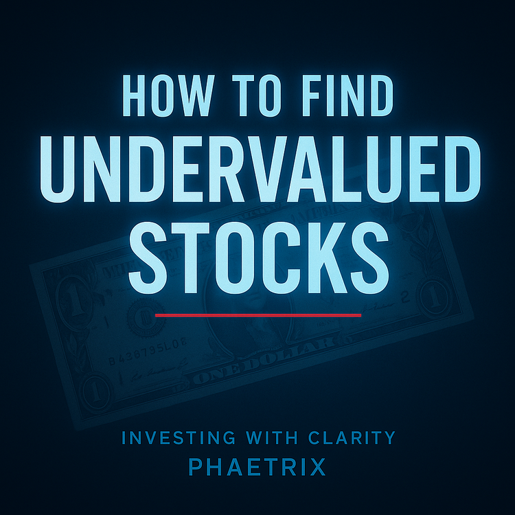Feature image with dark navy background, bold white text “How to Find Undervalued Stocks,” and a faint stock chart rebounding in the background.