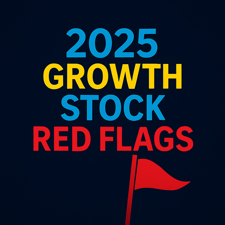 Bold graphic with the words “2025 Dividend Red Flags” in yellow and white on a brighter navy background, with a red warning flag symbolizing dividend risks