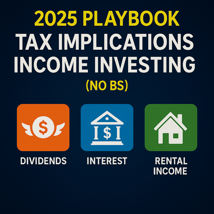 Bold graphic with the words “2025 Tax Playbook” in white on a midnight-blue background, featuring a dollar sign and tax form icon to symbolize tax strategy.