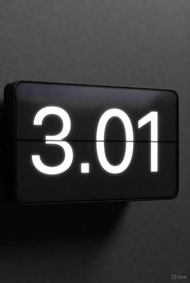 Digital display showing MVRV reading of 3.01