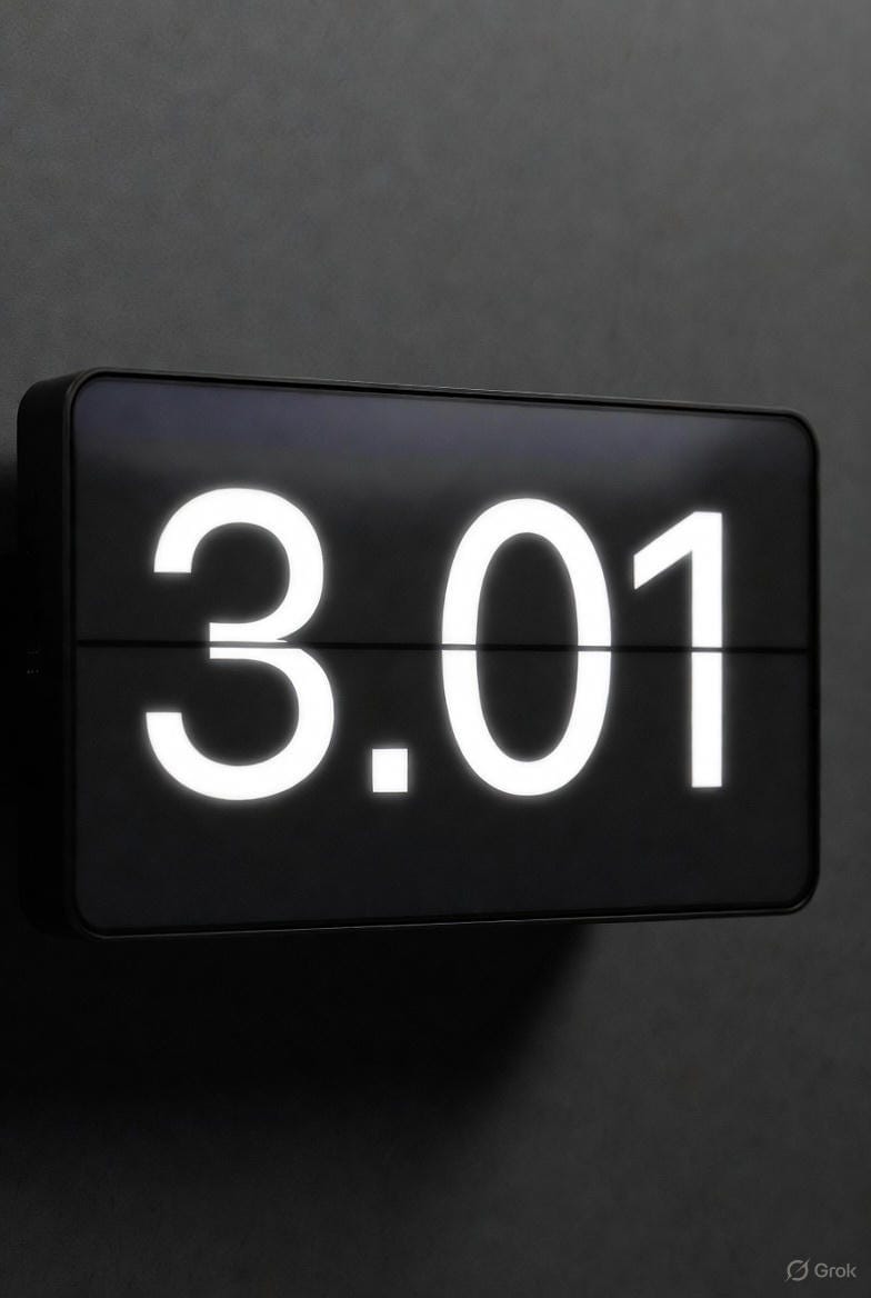 Digital display showing MVRV reading of 3.01